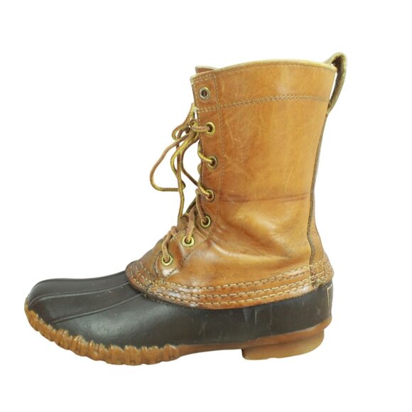 Vintage LL Bean Unlined Maine Hunting Shoe Leather Duck Boots Size 8 - Picture 1 of 10